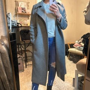 H&M Dark Grey Long Line Wool Coat. Size S